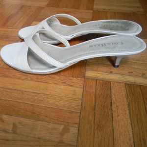 COLE HAAN White Kitten Heel Slide Sandal